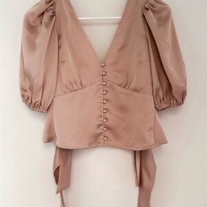 Abercrombie & Fitch Blush Puff Sleeve Blouse